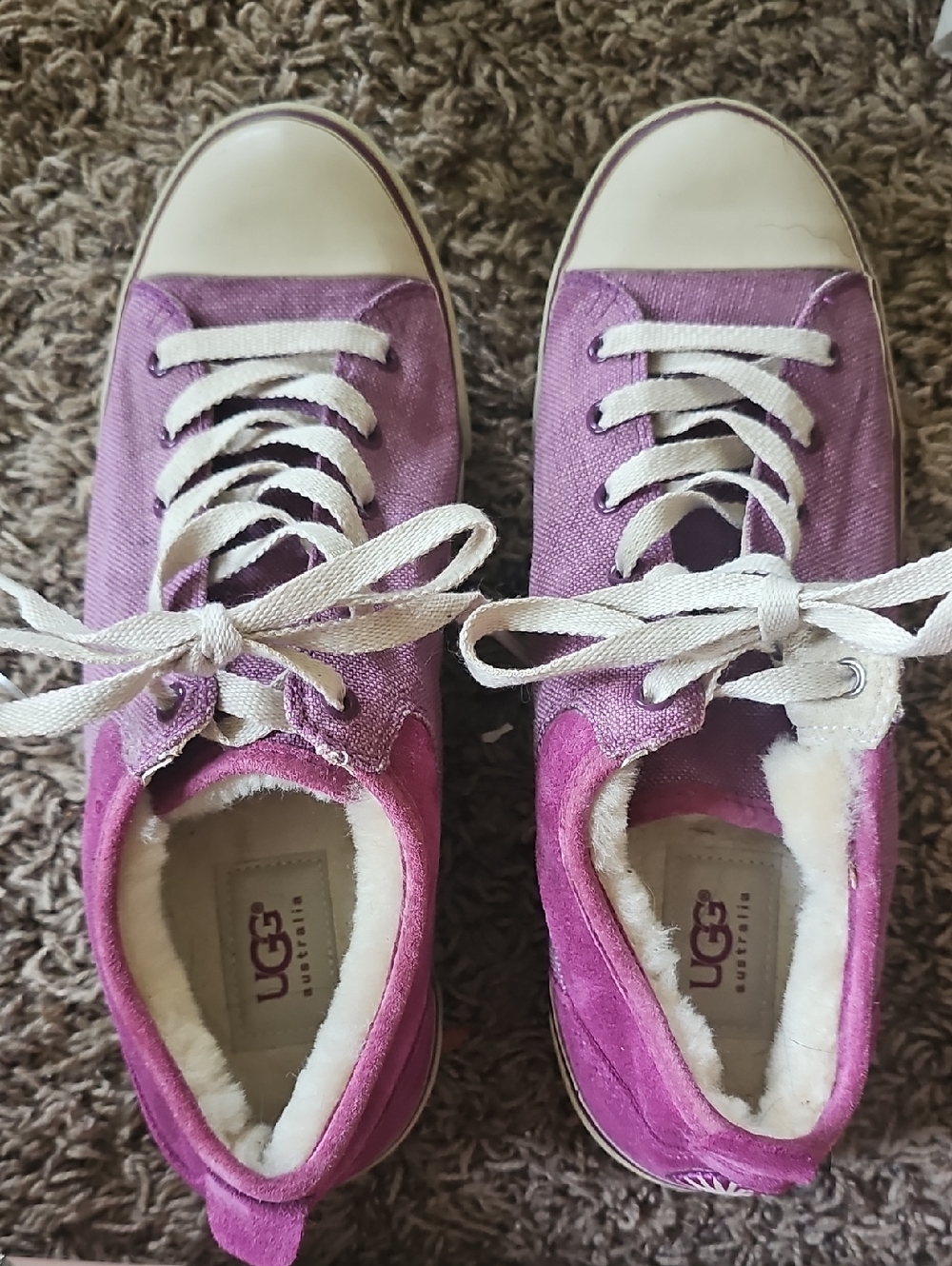 UGG Women’s Pink Lace-Up Shearling-Lined Sneakers